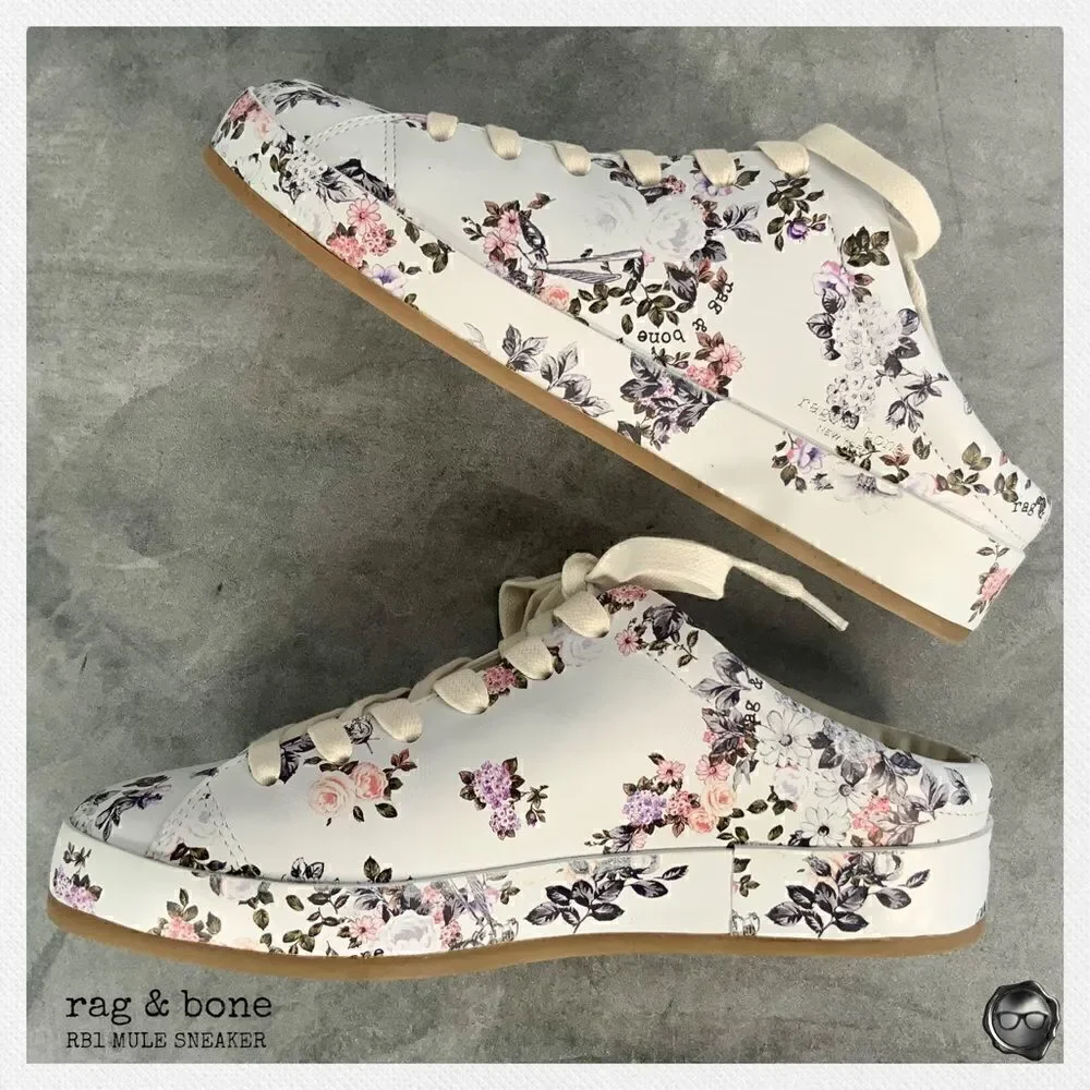 RAG & BONE RB1 MULE SLIP ON PATFORM SNEAKER IN GARDEN FLORAL WOMEN’S SIZE 7.5